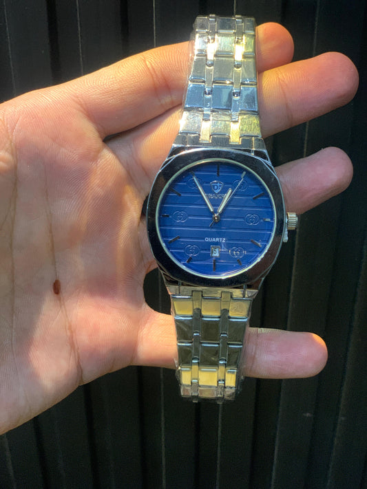 Men’s Stainless Steel Quartz Watch Elegant Durable Timepiece With Stainless Steel Strap And Detailed Dial For Daily And Formal Wear - Blue