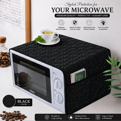 Ultrasonic Quilted Microwave & Oven Top Dust Cover – Protective Kitchen Appliance Cover - Black