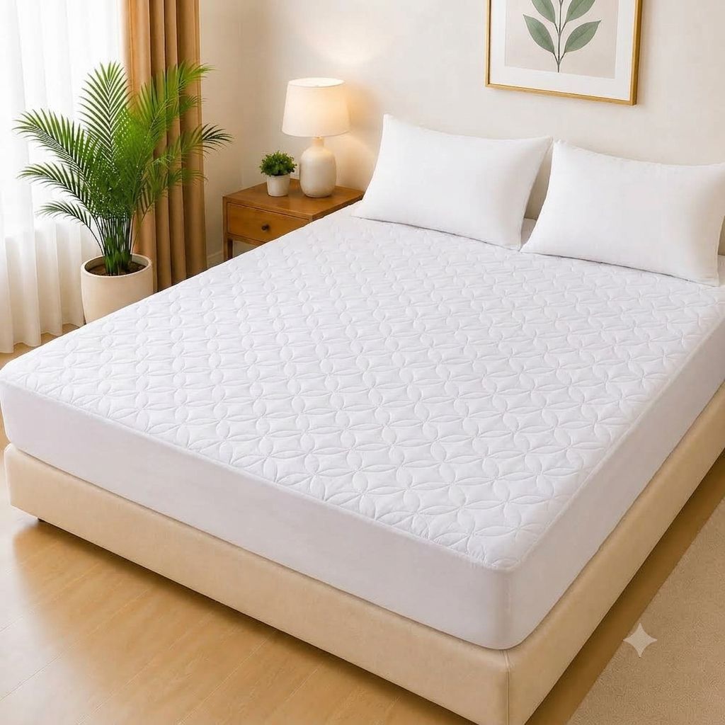 Ultrasonic Quilted Waterproof Mattress Protector – Joint-Free Fitted Cover (King Size) - Black