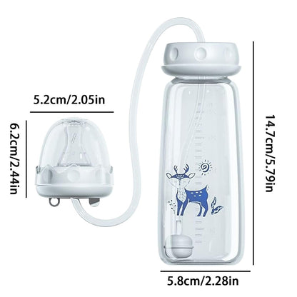 Hands-Free Baby Feeding Bottle | BPA-Free Anti-Colic Baby Milk Bottle with Silicone Straw | Leak-Proof Standard Neck Bottle |240ML