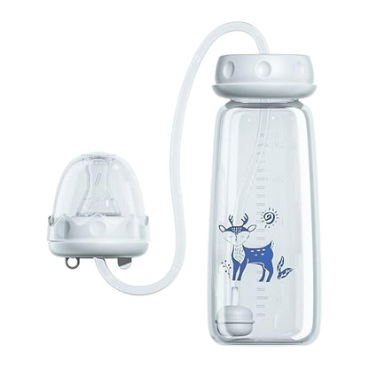 Hands-Free Baby Feeding Bottle | BPA-Free Anti-Colic Baby Milk Bottle with Silicone Straw | Leak-Proof Standard Neck Bottle |240ML