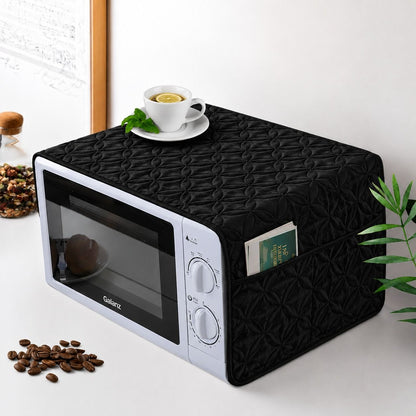 Ultrasonic Quilted Microwave & Oven Top Dust Cover – Protective Kitchen Appliance Cover - Black