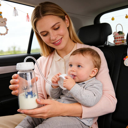 Hands-Free Baby Feeding Bottle | BPA-Free Anti-Colic Baby Milk Bottle with Silicone Straw | Leak-Proof Standard Neck Bottle |240ML