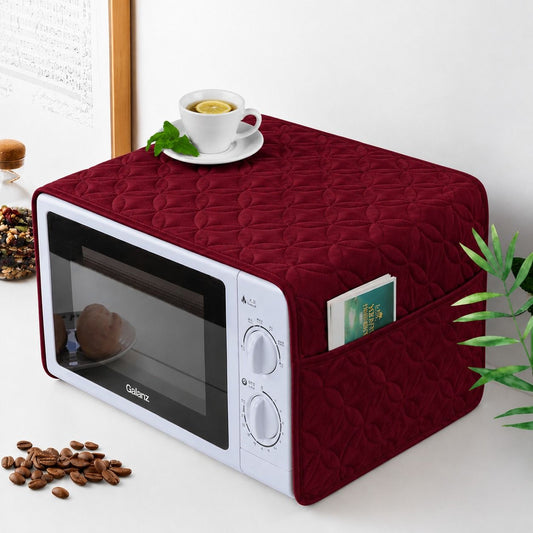 Ultrasonic Quilted Microwave & Oven Top Dust Cover – Protective Kitchen Appliance Cover - Black