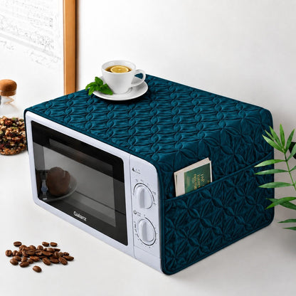 Ultrasonic Quilted Microwave & Oven Top Dust Cover – Protective Kitchen Appliance Cover - Black