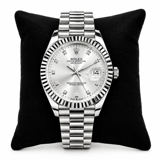 Rolex Style Oyster Perpetual Datejust Watch | Multiple Dial Colors | Formal & Casual Luxury Timepiece - Black