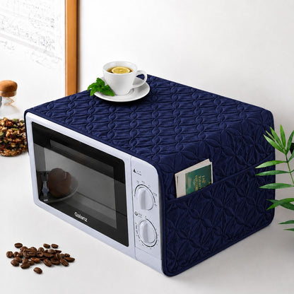 Ultrasonic Quilted Microwave & Oven Top Dust Cover – Protective Kitchen Appliance Cover - Black