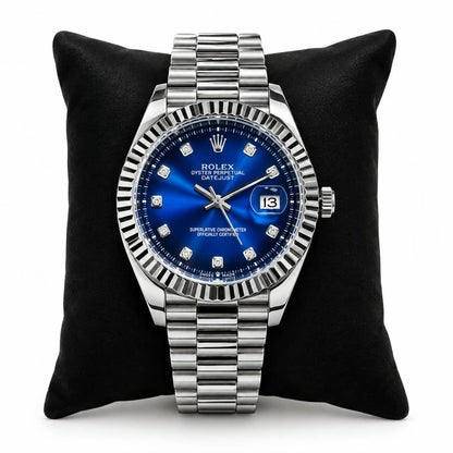 Rolex Style Oyster Perpetual Datejust Watch | Multiple Dial Colors | Formal & Casual Luxury Timepiece - Black