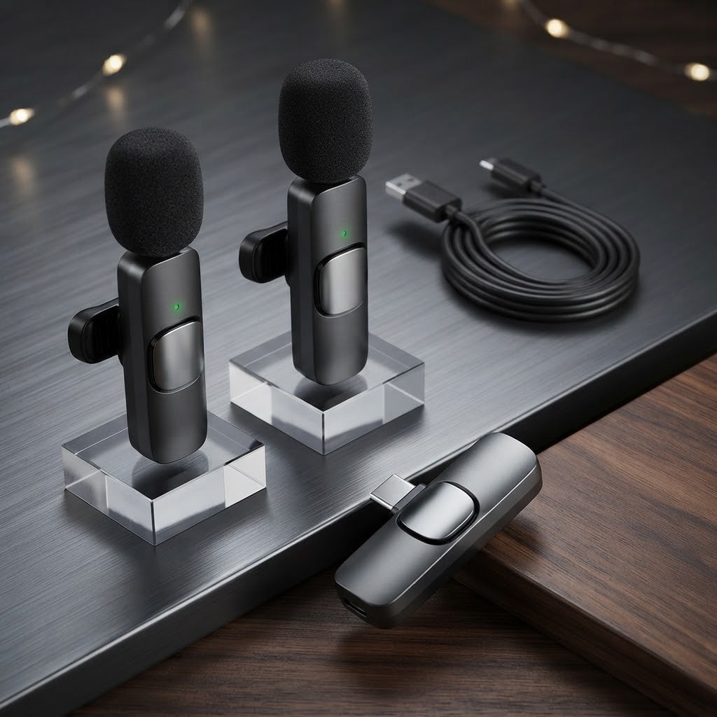 K11 Dual Wireless Lavalier Microphone for iPhone & Android – Dual Clip-On Bluetooth Mic, 2-Person Wireless Microphone with Reverb, Noise Reduction, Clear Sound for TikTok, YouTube, Vlogging, Podcast & Interviews