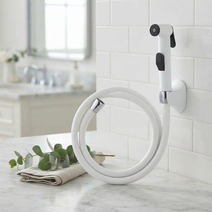 White Plastic Bidet Shower Set – Lightweight Handheld Bathroom Shattaf