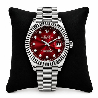 Rolex Style Oyster Perpetual Datejust Watch | Multiple Dial Colors | Formal & Casual Luxury Timepiece - Black