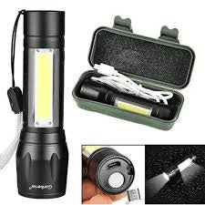 Metal COB Flashlight Torch | Mini Rechargeable LED Work Light & Waterproof Emergency Penlight